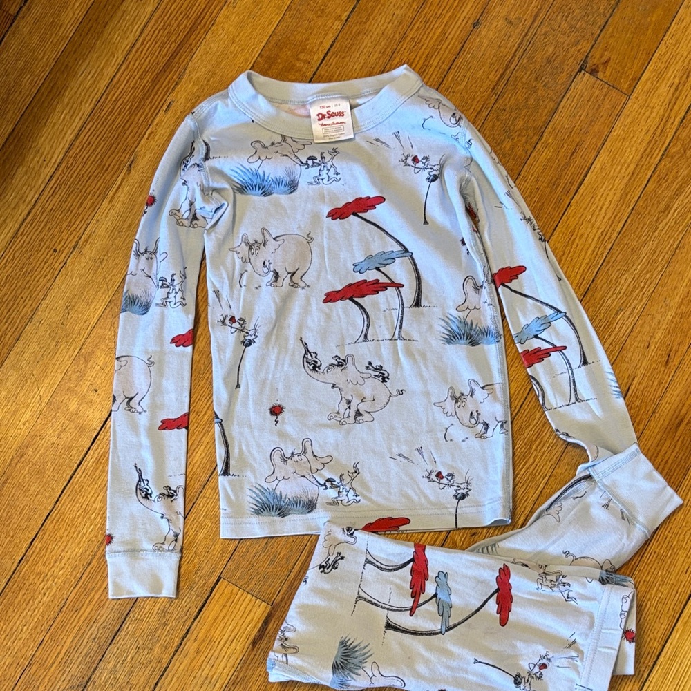 Hanna Andersson x Dr. Seuss Pajamas Set. 130cm 8T. Light blue.